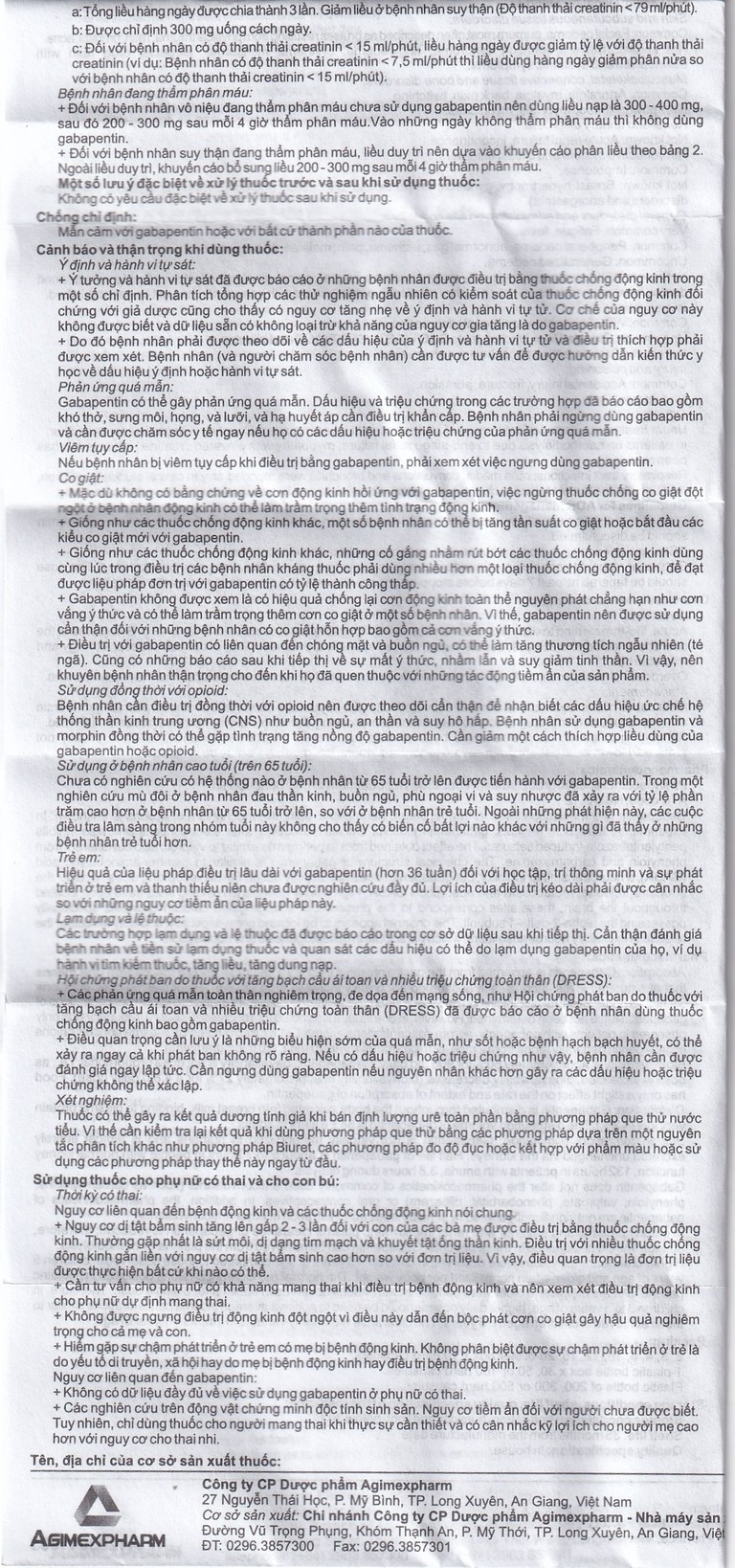 Thuốc Gaptinew 300mg Agimexpharm điều trị động kinh và đau thần kinh ngoại biên (10 vỉ x 10 viên)