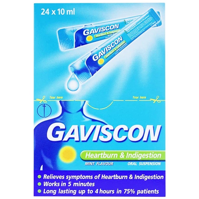 Hỗn dịch Gaviscon Reckitt Benckiser điều trị trào ngược dạ dày, thực quản (24 gói x 10ml)