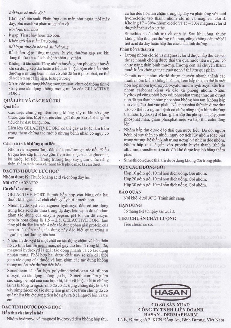 Hỗn dịch uống Gelactive Fort Hasan làm dịu các triệu chứng trong rối loạn tiêu hóa (30 gói x 10ml)
