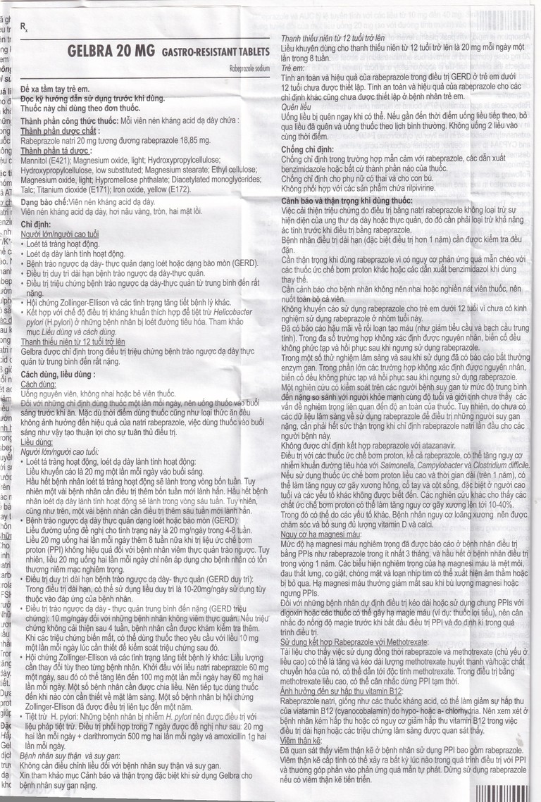 Thuốc Gelbra 20mg KRKA điều trị các bệnh về dạ dày-tá tràng và trào ngược (2 vỉ x 14 viên)