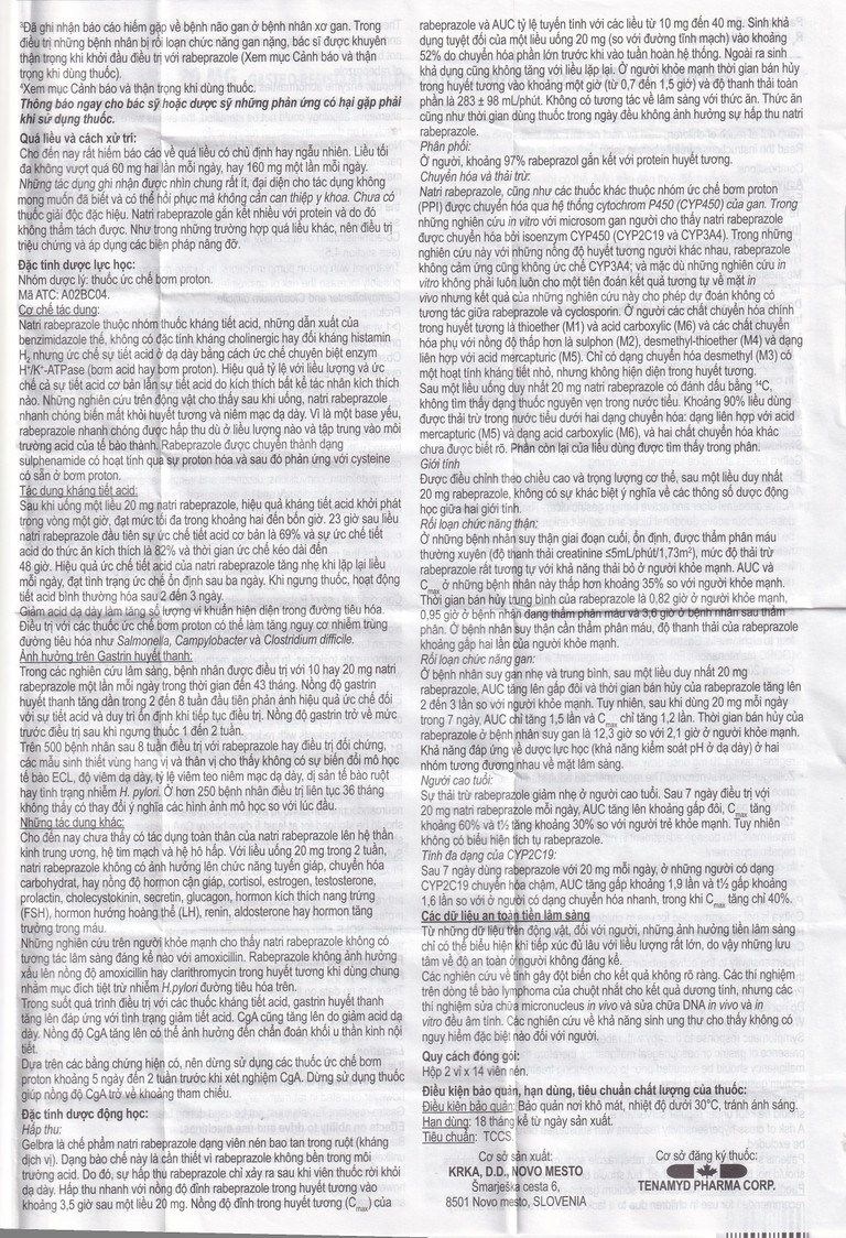 Thuốc Gelbra 20mg KRKA điều trị các bệnh về dạ dày-tá tràng và trào ngược (2 vỉ x 14 viên)