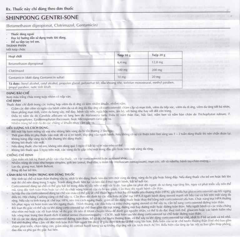Kem Gentrisone ShinPoong Deawoo điều trị nấm da, giảm viêm ngứa da (20g)