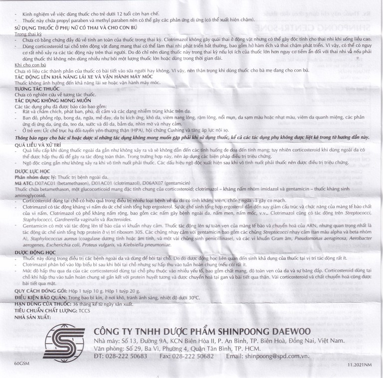 Kem Gentrisone ShinPoong Deawoo điều trị nấm da, giảm viêm ngứa da (20g)