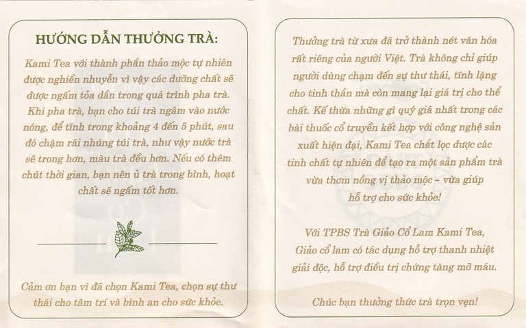 Trà Thảo Dược Giảo Cổ Lam Kami Tea (20 túi lọc x 2g)