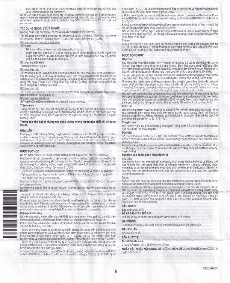 Thuốc Glucophage 1000mg Merck điều trị đái tháo đường típ 2 (2 vỉ x 15 viên)