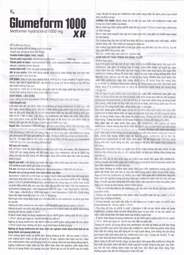 Thuốc Glumeform 1000 XR DHG điều trị đái tháo đường típ 2 (3 vỉ x 10 viên)