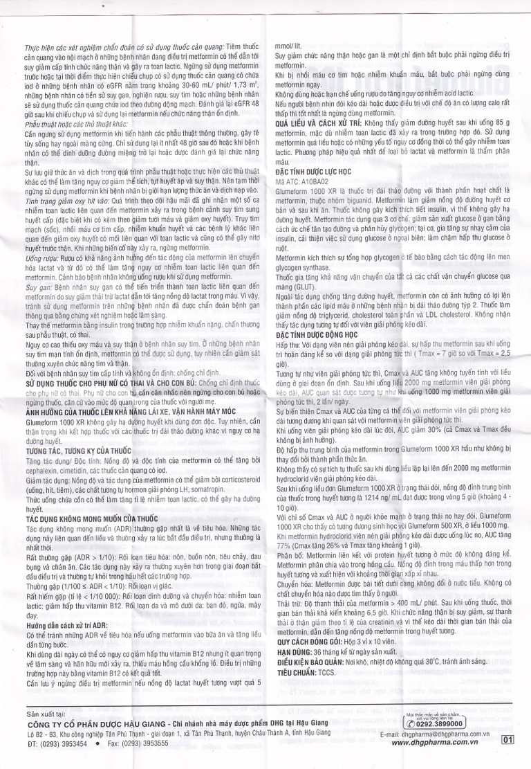 Thuốc Glumeform 1000 XR DHG điều trị đái tháo đường típ 2 (3 vỉ x 10 viên)