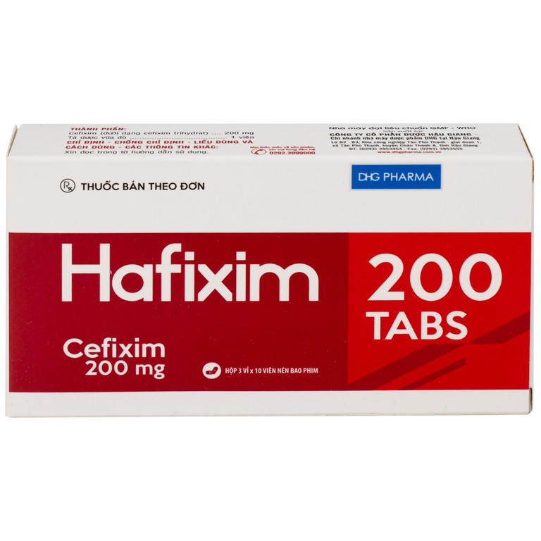 Thuốc Hafixim 200 Tabs DHG Pharma điều trị các trường hợp nhiễm khuẩn (3 vỉ x 10 viên)