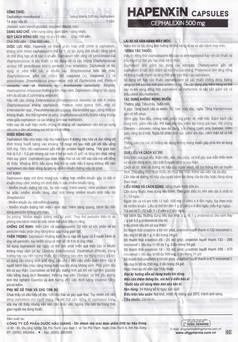 Thuốc Hapenxin Capsules DHG điều trị nhiễm khuẩn (100 viên)