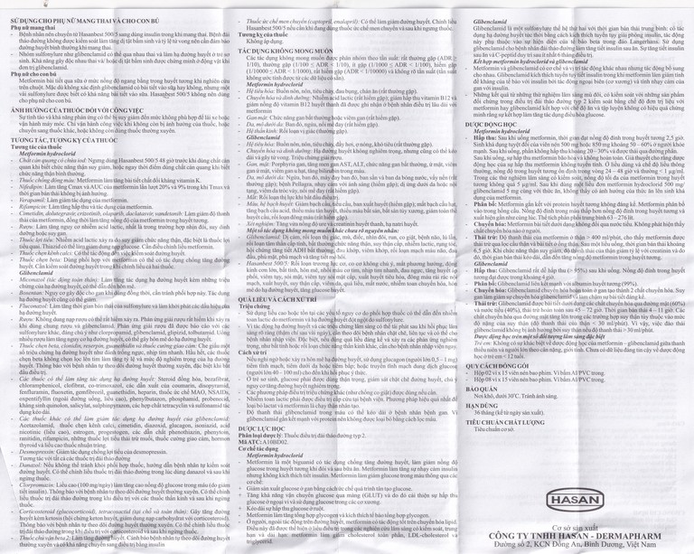 Thuốc Hasanbest 500/5 Hasan điều trị đái tháo đường típ 2 (2 vỉ x 15 viên)