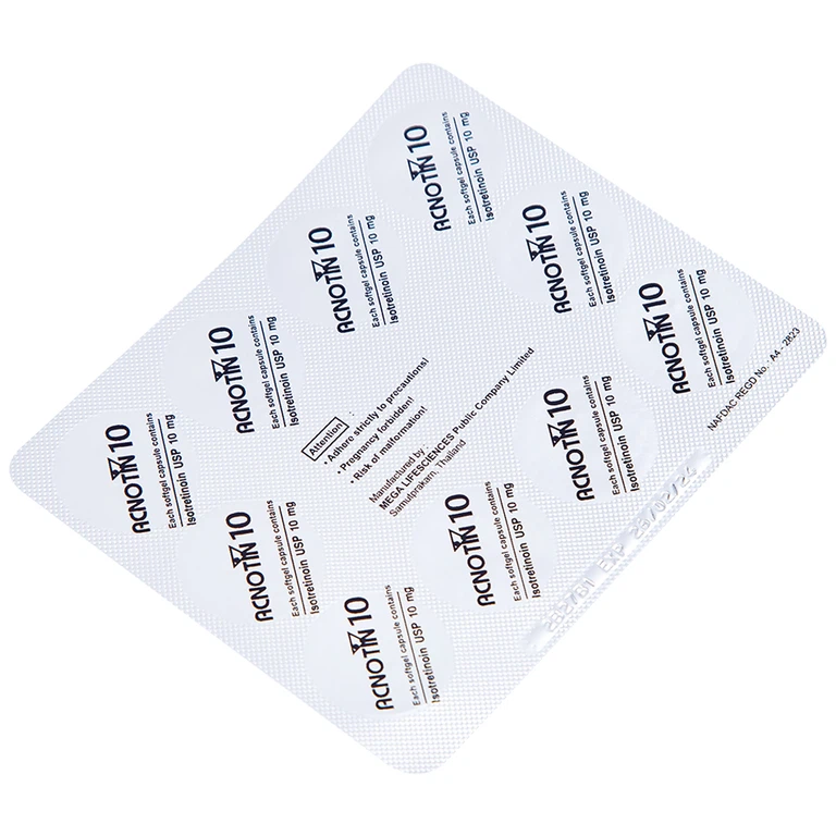 Thuốc Acnotin 10mg MEGA We care điều trị mụn trứng cá nặng (3 vỉ x 10 viên)