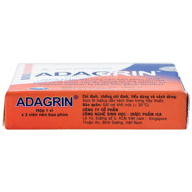 Thuốc Adagrin 50mg điều trị rối loạn cương dương (1 vỉ x 3 viên)