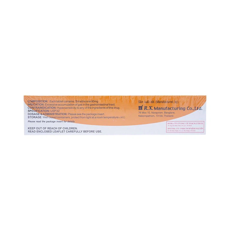 Viên nhai Air-X hương cam chống đầy hơi và chướng bụng (10 vỉ x 10 viên)