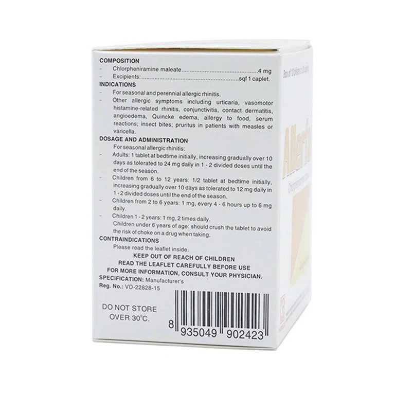 Thuốc Allerfar Pharmedic điều trị viêm mũi dị ứng, các triệu chứng dị ứng (10 vỉ x 20 viên)