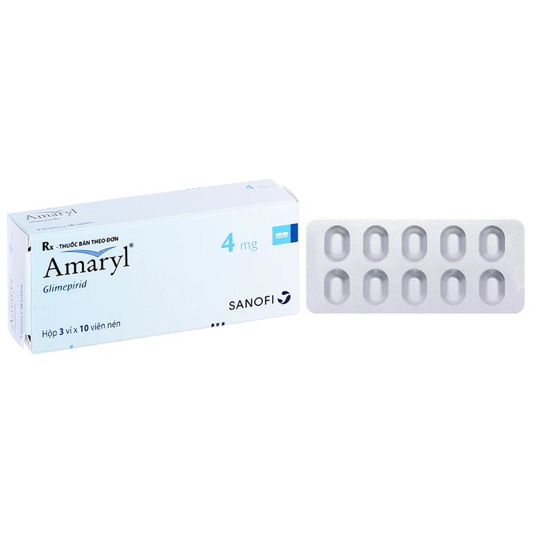 Thuốc Amaryl 4mg Sanofi điều trị bệnh đái tháo đường (3 vỉ x 10 viên)