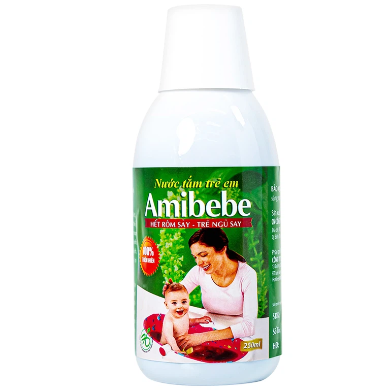 Nước tắm trẻ em Amibebe Herbe phòng và hỗ trợ điều trị rôm sảy (250ml)