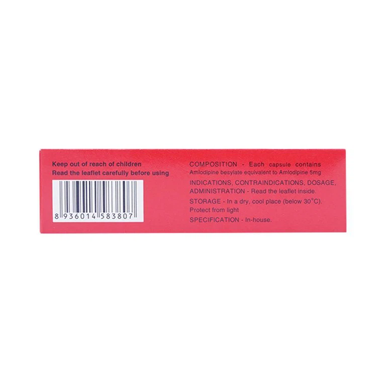 Thuốc Amlodipin PMP 5mg Pymepharco điều trị tăng huyết áp, đau thắt ngực (3 vỉ x 10 viên)