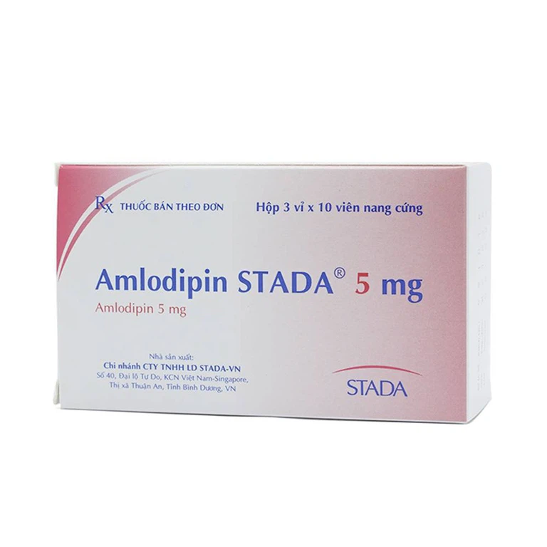 Thuốc Amlodipin Stada 5mg điều trị tăng huyết áp, đau thắt ngực (3 vỉ x 10 viên)