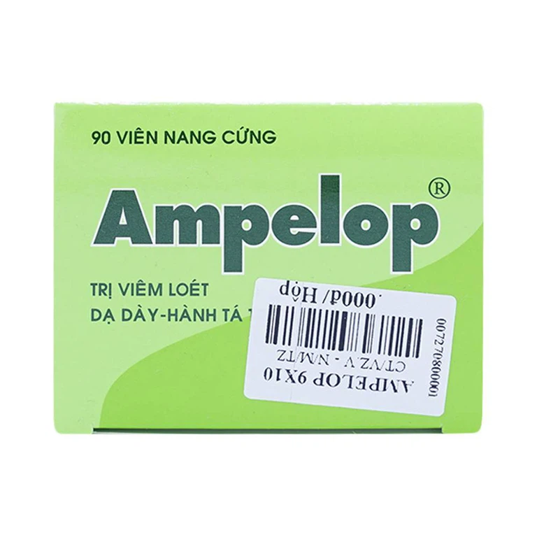 Thuốc Ampelop 625mg Traphaco điều trị viêm loét dạ dày, hành tá tràng (9 vỉ x 10 viên)