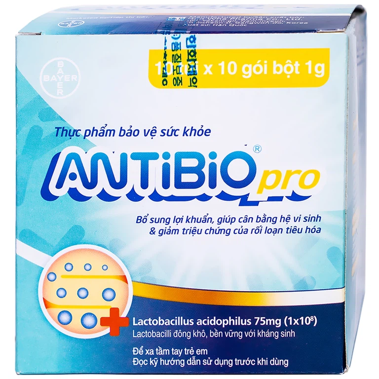 Men vi sinh ANTiBiO Pro Bayer bổ sung lợi khuẩn, cân bằng hệ vi sinh (100 gói x 1g)
