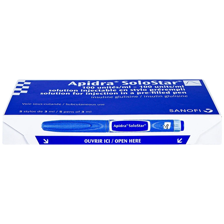 Bút tiêm Apidra Solostar 100IU/ml Sanofi điều trị đái tháo đường (5 bút x 3ml)