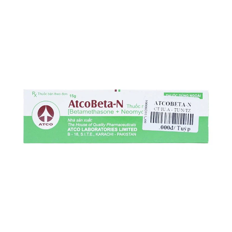 Thuốc mỡ Atcobeta-N 0,1% Atco điều trị viêm da, chàm dị ứng (15g)