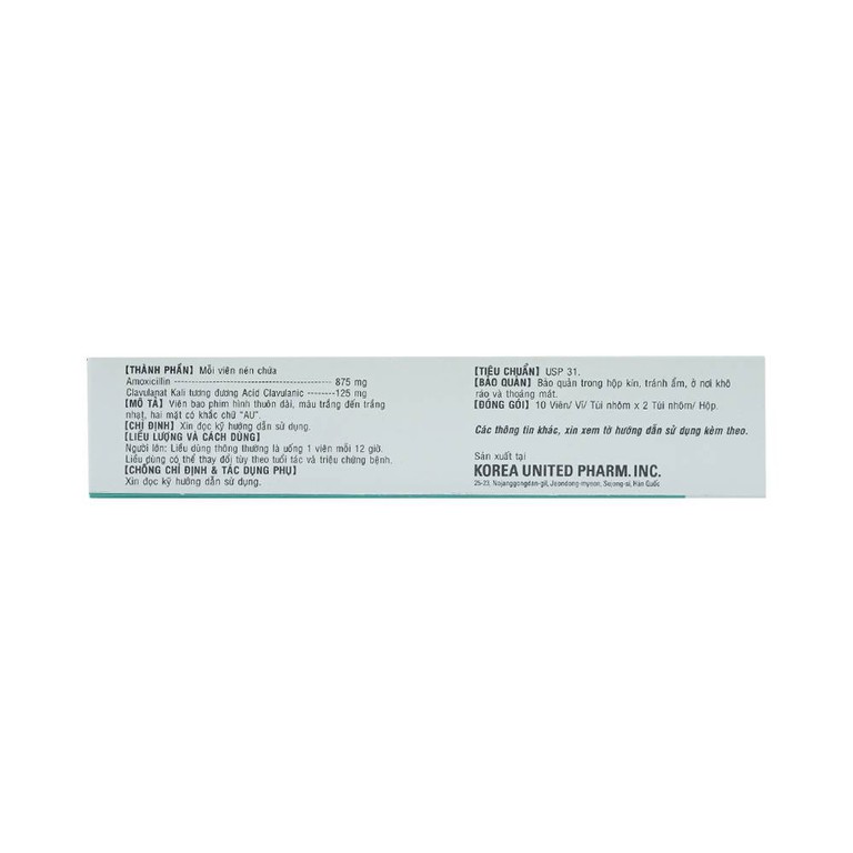 Thuốc Augmex Duo Korea United điều trị viêm phế quản, viêm bàng quang (2 vỉ x 10 viên) 