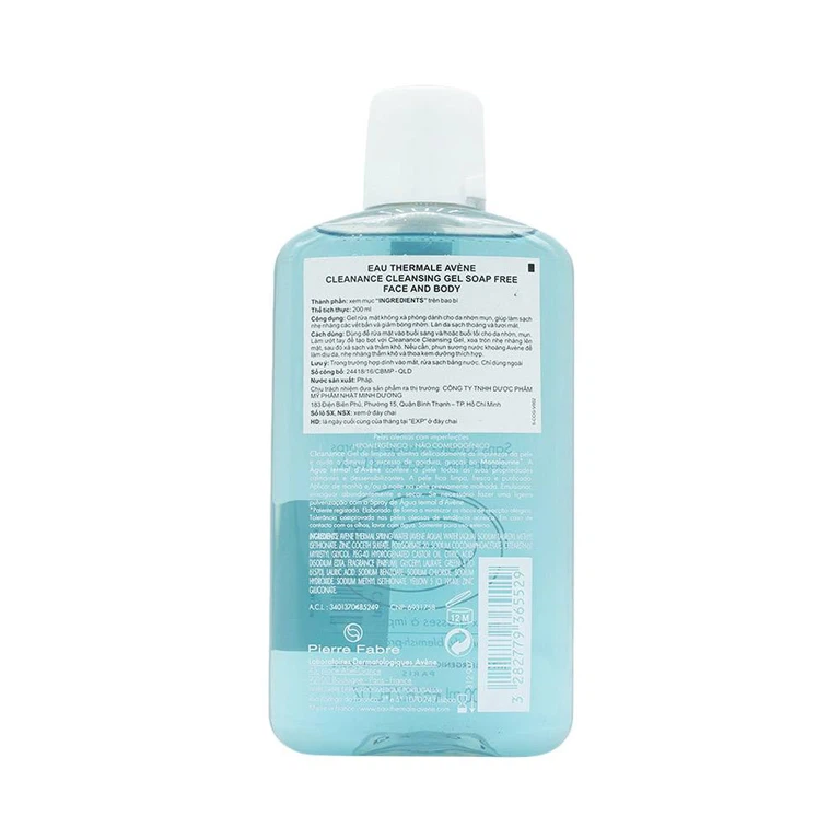 Gel rửa mặt không xà phòng cho da nhờn mụn Eau Thermale Avène (200ml)