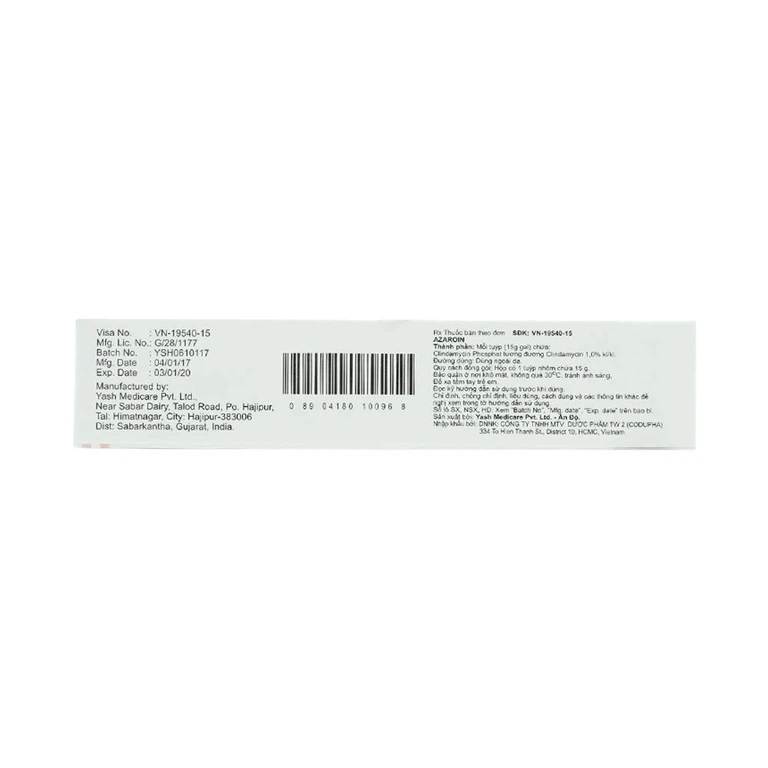 Gel bôi ngoài da Azaroin Square điều trị mụn trứng cá nhẹ đến vừa (15g)