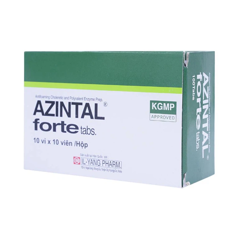 Thuốc Azintal Forte điều trị đầy hơi, khó tiêu, chướng bụng (10 vỉ x 10 viên)