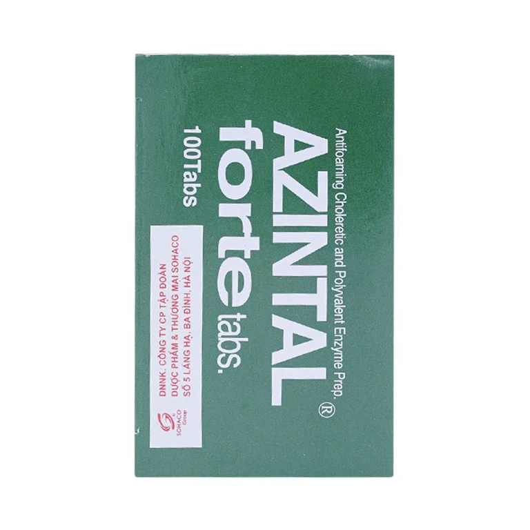 Thuốc Azintal Forte điều trị đầy hơi, khó tiêu, chướng bụng (10 vỉ x 10 viên)