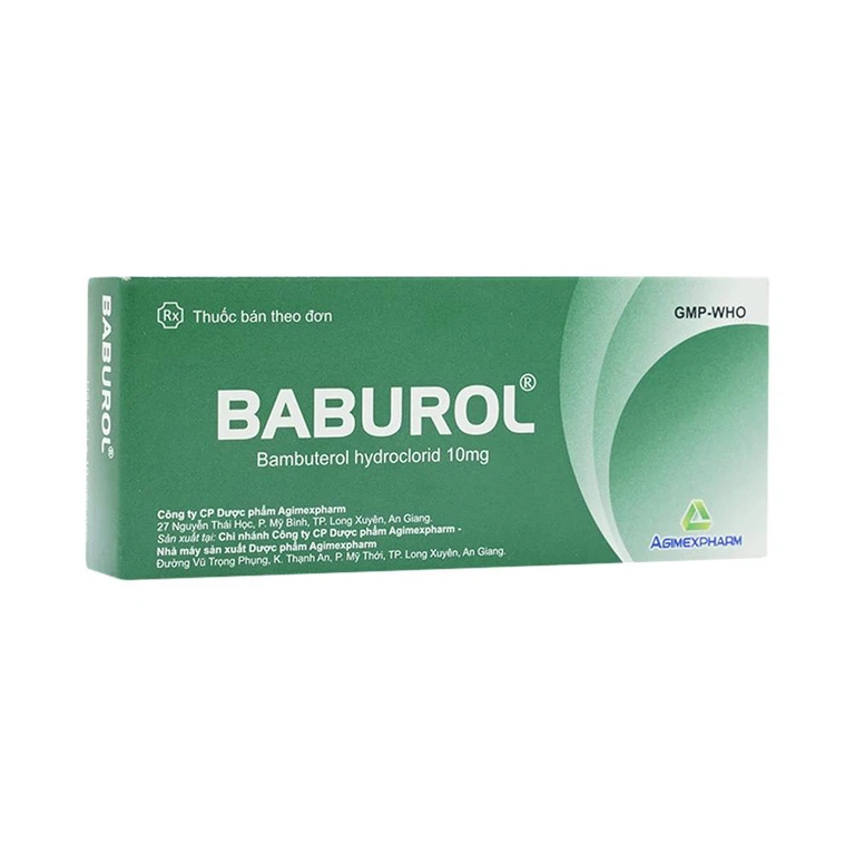 Thuốc Baburol Agimexpharm điều trị hen phế quản, viêm phế quản (3 vỉ x 10 viên)