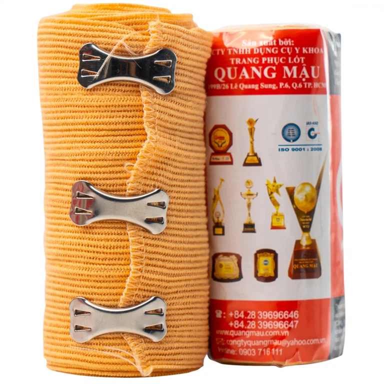 Băng thun 3 móc Quang Mậu dùng để băng nén ép cầm máu, cố định khớp (12 cuộn)