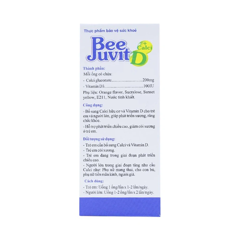 Dung dịch uống Bee Juvit hỗ trợ răng, xương phát triển chắc khỏe (4 vỉ x 5 ống x 10ml)