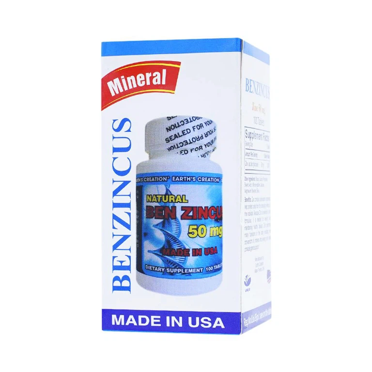 Viên uống Natural Ben Zincus 50mg bổ sung kẽm, hỗ trợ chức năng của tuyến tiền liệt (100 viên)