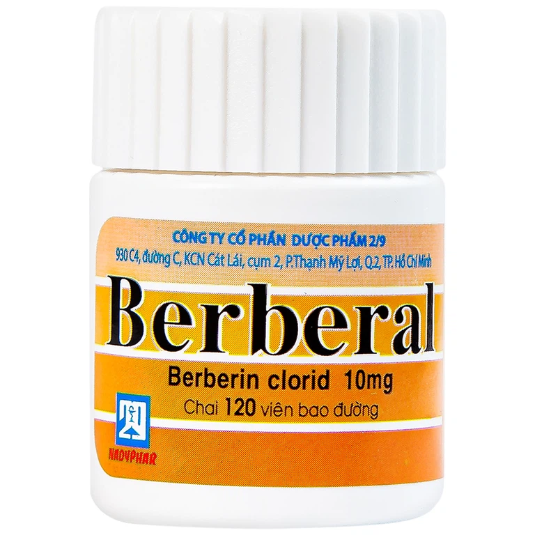 Thuốc Berberal 10mg Nadyphar điều trị các hội chứng lỵ (120 viên)