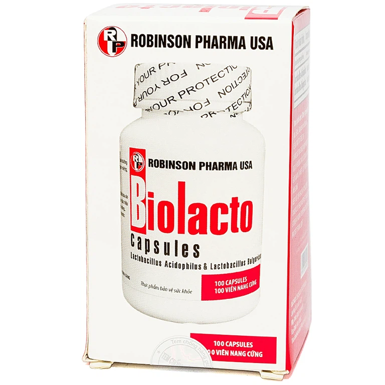 Viên uống Biolacto Robinson Pharma USA bổ sung lợi khuẩn giúp cân bằng hệ vi sinh đường ruột (100 viên)