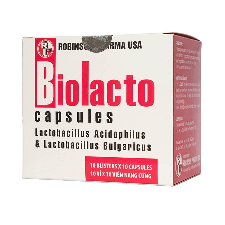 Viên uống Biolacto Robinson Pharma USA bổ sung lợi khuẩn giúp cân bằng hệ vi sinh đường ruột (10 vỉ x 10 viên)