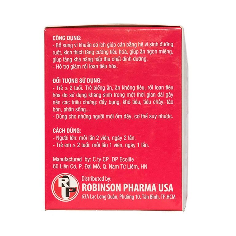 Viên uống Biolacto Robinson Pharma USA bổ sung lợi khuẩn giúp cân bằng hệ vi sinh đường ruột (10 vỉ x 10 viên)