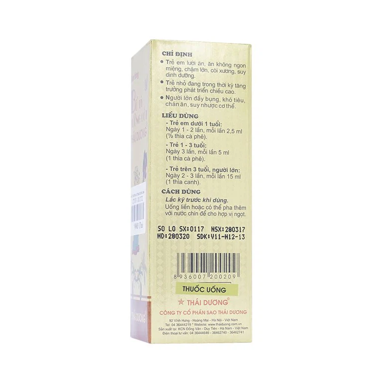 Cao lỏng Bổ Tỳ Dưỡng Cốt Thái Dương hỗ trợ điều trị chán ăn, đầy bụng, bổ sung canxi cho trẻ còi xương (100ml)