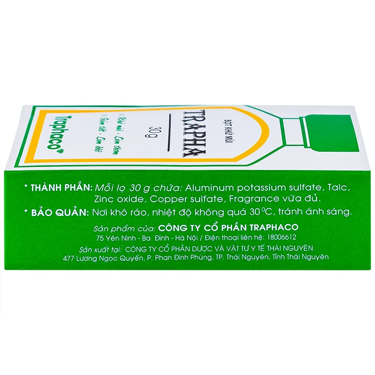 Bột khử mùi Trapha Traphaco hỗ trợ khử mùi, làm thơm, ngăn ngừa mùi hôi nách, hôi chân khi đi giày (30g)