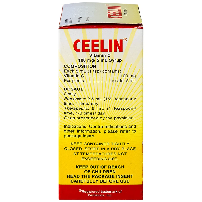 Siro Ceelin United bổ sung vitamin C, tăng cường sức đề kháng (60ml)