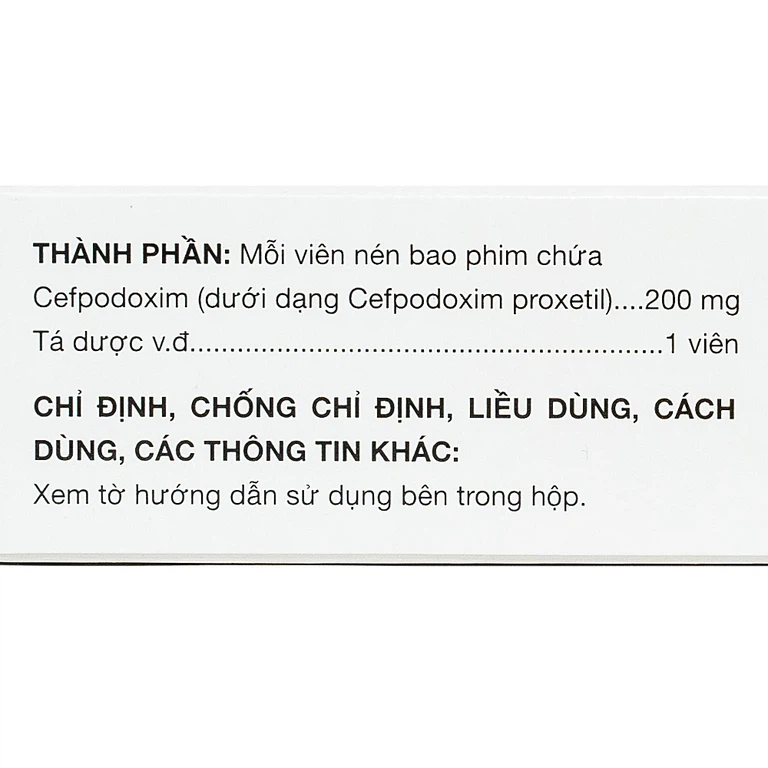 Thuốc Cefpodoxim 200mg-HV USP điều trị nhiễm khuẩn (3 vỉ x 10 viên)