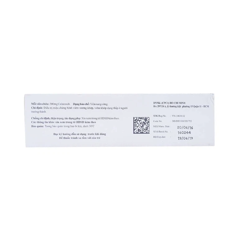 Thuốc Cenoxib-200 Celogen Pharma điều trị thoái hóa khớp, viêm khớp dạng thấp (4 vỉ x 10 viên)