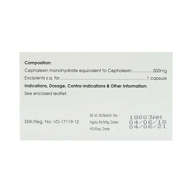 Thuốc Cephalexin MKP 500 điều trị nhiễm khuẩn (10 vỉ x 10 viên)