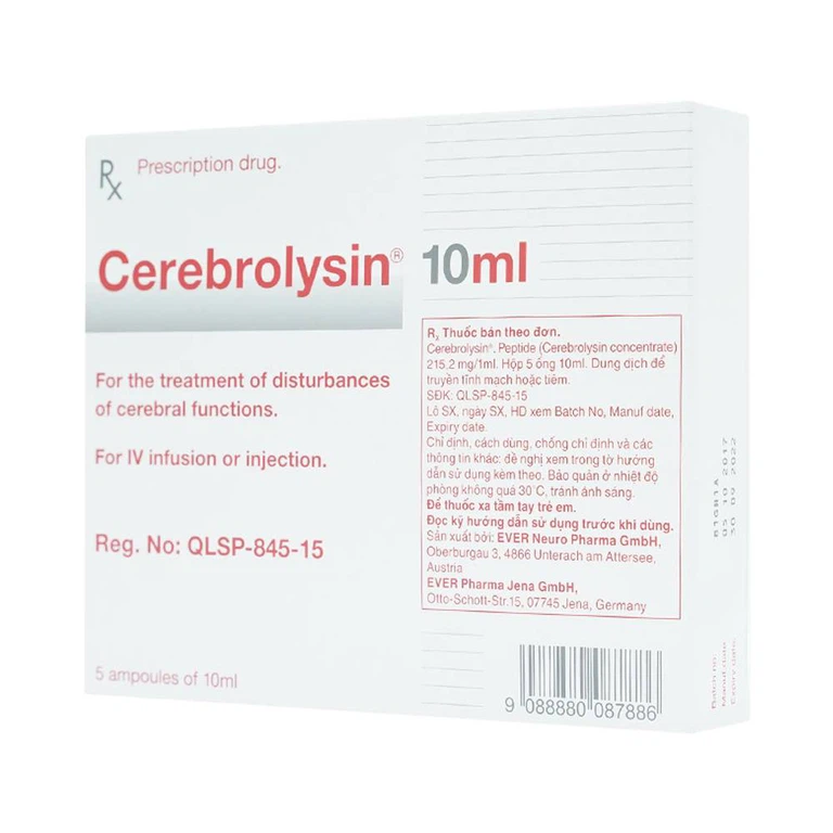 Thuốc tiêm Cerebrolysin 10ml điều trị rối loạn trí nhớ, sa sút trí tuệ (1 vỉ x 5 ống x 10ml)