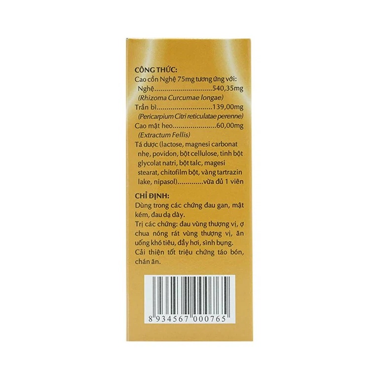Viên mật nghệ Cholapan OPC điều trị các chứng gan đau, mật kém, đau dạ dày (5 vỉ x 10 viên)