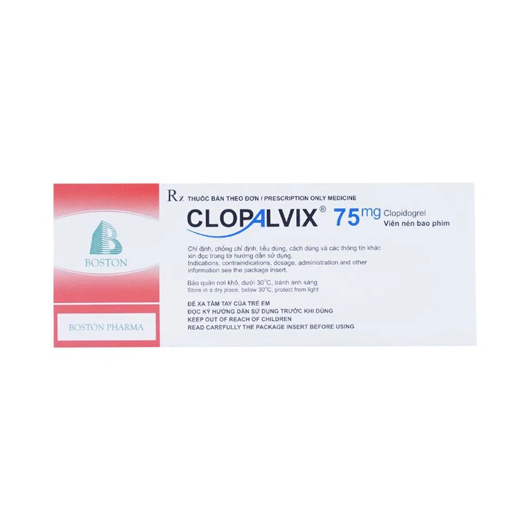 Thuốc Clopalvix 75mg Boston phòng ngừa xơ vữa động mạch, nhồi máu cơ tim (5 vỉ x 14 viên)