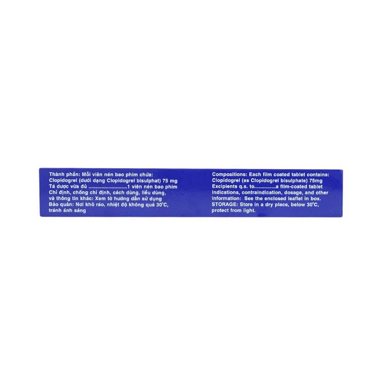 Thuốc Clopivir 75mg Bidiphar phòng ngừa nhồi máu cơ tim, đột quỵ (3 vỉ x 10 viên)