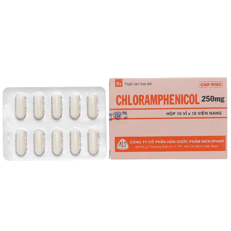 Thuốc Chloramphenicol 250mg Mekophar điều trị những nhiễm khuẩn nặng do vi khuẩn nhạy cảm (10 vỉ x 10 viên)